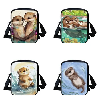Детская сумка через плечо с принтом милых морских выдр, персонализированные школьные сумки, женская сумка-мессенджер для девочек, повседневная дорожная сумка Mochila