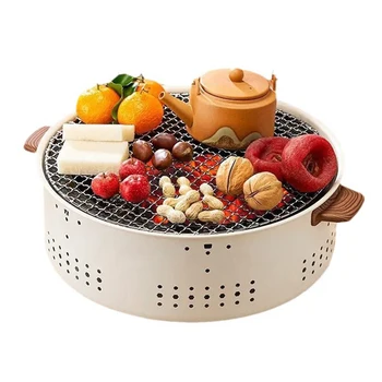 Домашняя печь для приготовления чая Домашняя домашняя круглая печь для барбекю с сеткой для жарки в помещении, печь для красного обжига, печь на углях