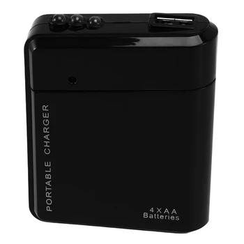 5X Черный аккумулятор 4X AA Портативное зарядное устройство аварийного питания USB для мобильного телефона