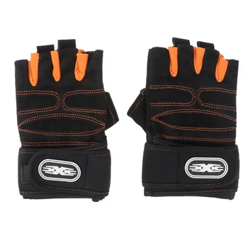 1 Пара перчаток fitnesss с полупальцами Для верховой езды, Перчатки для занятий тяжелой атлетикой, Практичные Перчатки (Оранжево-черные, Размер M)