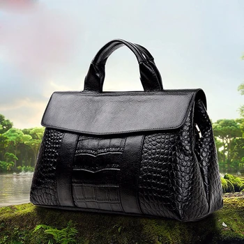 2024 Новая мода Женские сумки из кожи аллигатора из натуральной кожи Европейские дизайнерские сумки через плечо Женская брендовая роскошная сумка через плечо
