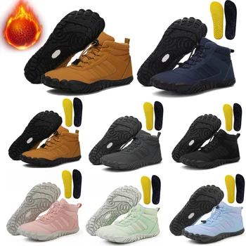 Зимняя теплая обувь для босиком, женские мужские резиновые походные спортивные кроссовки, водонепроницаемые нескользящие зимние ботинки по щиколотку для кемпинга на открытом воздухе