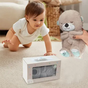 2024 Новая игрушка-Выдра, Спящий компаньон, Настоящее Дыхание Со звуком, Движение и свет, Детская игрушка для сна В подарочной коробке