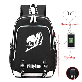 Fairy Tail USB Зарядный Рюкзак Высокого Качества Для Мужчин И Женщин, Мальчиков И Девочек, Рюкзак для Колледжа, Красивый Ноутбук, Mochila для Подростков