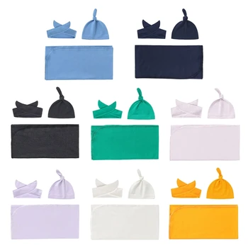 3 шт./компл. Мягкий хлопковый спальный мешок для новорожденных, спальный мешок, однотонное детское одеяло, повязка на голову, шляпа высшего качества