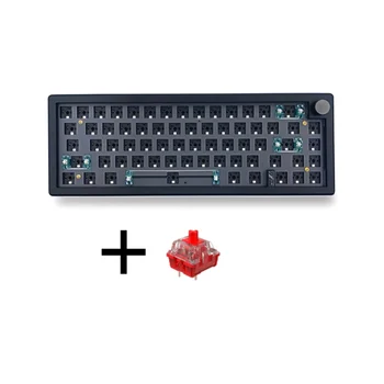 GMK67 Индивидуальная Механическая Клавиатура + Красный Переключатель, Набор для поделок, 3 Режима механической клавиатуры с возможностью горячей замены RGB Подсветки, Черный