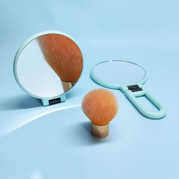 5-кратное двустороннее увеличительное зеркало с ручкой, увеличительное дорожное зеркало для макияжа, вращающееся на 360 °, портативное для использования за столом и в путешествиях