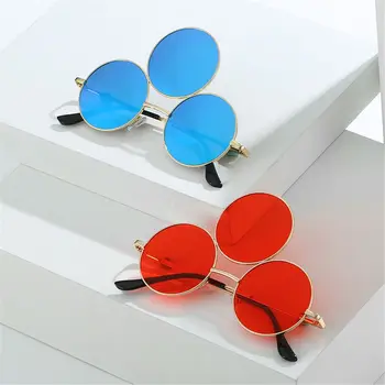 Забавные солнцезащитные очки с тремя линзами и 3 круглыми глазами для мужчин И женщин Металлические Винтажные солнцезащитные очки UV400 Солнцезащитные очки Модные Очки