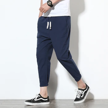 Мужские шаровары, высококачественные штаны для бега трусцой, летние мужские брюки для фитнеса длиной до щиколоток, японская уличная одежда 2023 года.