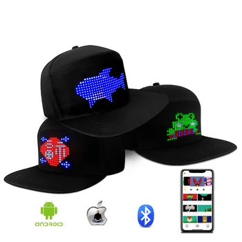 Программируемый приложением Bluetooth светодиодный дисплей сообщений, бейсболка с мигающей светодиодной подсветкой, повседневная спортивная кепка в стиле хип-хоп