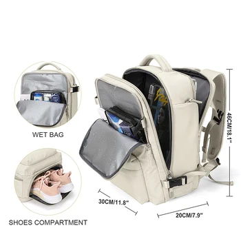Мужской дорожный рюкзак USB для ноутбука большой емкости 17 дюймов, Женский Противоугонный Водонепроницаемый самолет для поездки с карманом для обуви, сумка через плечо