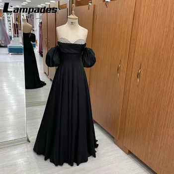 Элегантное черное платье ручной работы для выпускного вечера с потрясающим вырезом сердечком и расклешенной юбкой трапециевидной формы Robe De Soirée Femme Chic