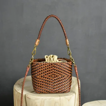 Женская сумка через плечо из натуральной кожи, литература и искусство, маленькая квадратная сумка в китайском стиле, ретро-ручная работа, персонализированная женская сумка