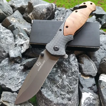 Складной нож для охоты на открытом воздухе, нож для самообороны для выживания в кемпинге, лезвие для обработки титановым покрытием, нож для карманного зажима