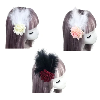 Заколка для волос в виде розы с пером на Хэллоуин, невеста фотографирует заколку для волос в виде хвоста