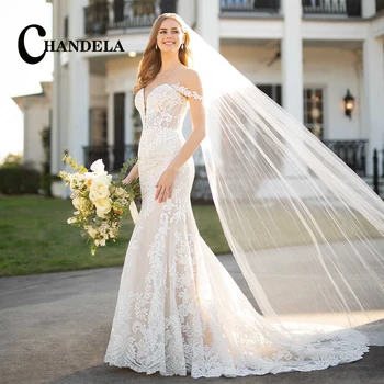 Элегантные свадебные платья CHANDELA с открытыми плечами, объемные аппликации, свадебное платье с открытой спиной, женское свадебное платье на заказ