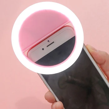 Кольцевая лампа Led Selfie Light Перезаряжаемый портативный мини-кольцевой светильник для iPhone Samsung Xiaomi Photography Make Up Phone Fill Light