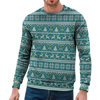 Мужская повседневная зимняя толстовка, теплые стильные толстовки с длинными рукавами и забавным принтом, пуловер с рождественской тематикой, повседневная одежда