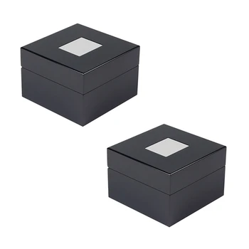 2X Черная лакированная деревянная коробка для часов высокого класса, фирменная коробка для показа часов, Квадратная коробка