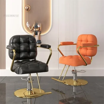 Роскошное Современное кресло для салона красоты, Железное Кресло для парикмахера, Вращающееся Кресло для парикмахерской, кресла для парикмахеров на гидравлических ножках, коммерческая мебель