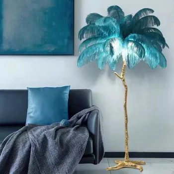 Креативный модный современный светодиодный торшер из смолы со страусиным пером, украшение дома для гостиной, внутреннее освещение, прикроватная лампа для спальни