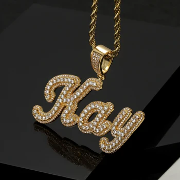 Qitian Ожерелье с буквами в стиле хип-хоп для женщин и мужчин, Персонализированные ожерелья с буквами, ожерелье с пузырьками на заказ, ювелирные изделия со льдом, Новые