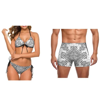 Летние полинезийские винтажные купальники, индивидуальные женские бикини, мужские пляжные шорты, сексуальные купальники с эффектом пуш-ап для отдыха