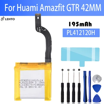 100% Оригинальный аккумулятор для Huami Amazfit GTR 42 мм 195mAh PL412120H Замена аккумулятора
