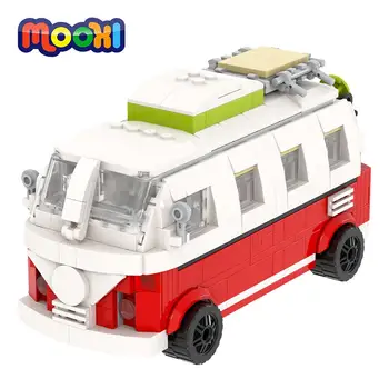 MOOXI Campervan Car 695Pcs MOC Кирпичи Городской Велосипед Скейтборд DIY Модель Строительные Блоки Образовательные Детские Игрушки Для Детей MOC4082