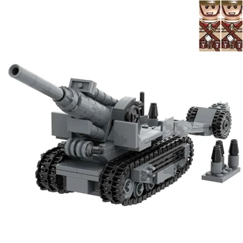 Набор игрушек из военных строительных блоков M1931, 203-мм Гаубица moc, Армейская модель кирпичей с подарком в виде 2 фигурок солдат