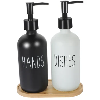 1 Комплект дозаторов мыла с подносом, пустые стеклянные бутылки для рук и посуды с насосом