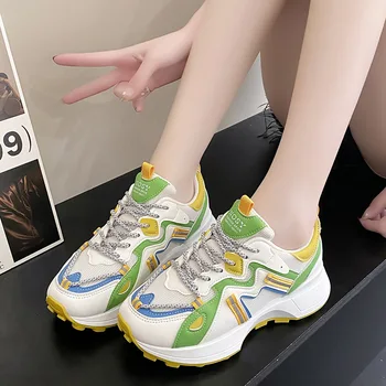 2023 Новые женские повседневные кроссовки, дышащие кроссовки для женщин, спортивная обувь для девочек на платформе, женская вулканизированная обувь