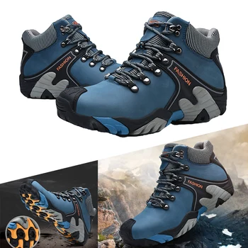 Мужская обувь для скалолазания, нескользящие зимние ботинки, кроссовки для бега, водонепроницаемые кроссовки на шнуровке из искусственной кожи с высоким берцем для путешествий на свежем воздухе