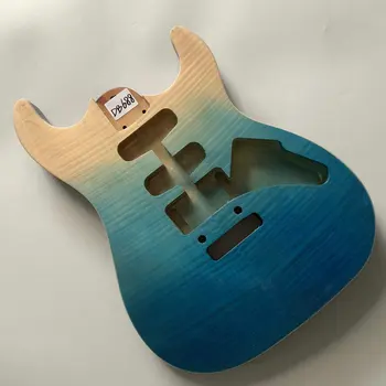 DB688 Blue Burst Flamed Maple из цельного дерева Незаконченный корпус гитары ST Правая рука 2 шарнира Тремоло Самодельные детали