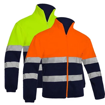 Мужская Двухцветная Светоотражающая Флисовая куртка с высокой Видимостью, Защитная Куртка, Теплая Рабочая Одежда