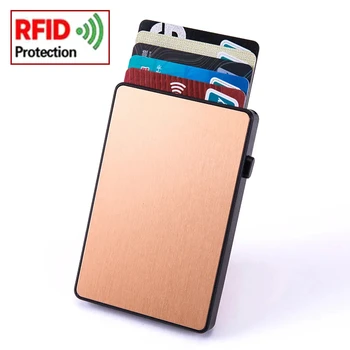 Золотой Тонкий всплывающий держатель ID RFID-карты для мужчин, Тонкий мужской кошелек для карт, креативный чехол для кредитных карт RFID для женщин, женский