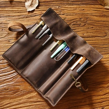 Сумка для карандашей в рулоне в стиле ретро, переносная сумка для рулонов, держатель для ручек, органайзер для карандашей, школьные принадлежности F19E