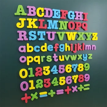 Милые наклейки с магнитами на холодильник для детей, буквы, цифры, символы раннего образования на холодильник, красочные магнитные наклейки