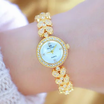 Женские часы 2022 BS из нержавеющей стали с бриллиантами, оригинальные женские наручные часы с золотым браслетом, водонепроницаемые кварцевые женские часы с маленьким циферблатом
