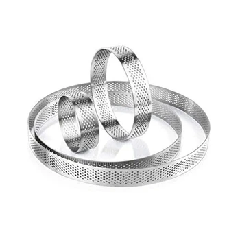 Круглое перфорированное кольцо для пирога, нержавеющая сталь, высота 0,75 дюйма, диаметр 2,4 дюйма, 4 дюйма, 6 дюймов, 8 дюймов, набор из 4 штук
