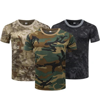 Мужские повседневные тактические футболки в стиле милитари, камуфляжная футболка с коротким рукавом, быстросохнущие футболки для спортзала на открытом воздухе, футболка-карго, мужская одежда