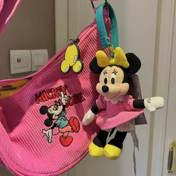 Женские сумки подмышками Disney Mickey, милые вельветовые модные сумки, повседневные женские сумки через плечо на молнии, клатч с подвеской