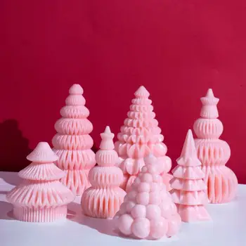 3D Рождественская Елка, Свеча, Силиконовая форма, Набор для изготовления Рождественских свечей 
