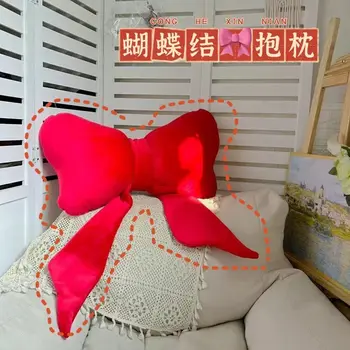 INS Подушка с галстуком-бабочкой для дивана в гостиной с плавающим окном Украшение кровати Женская подушка для спинки Сетчатая Красная высококачественная подушка