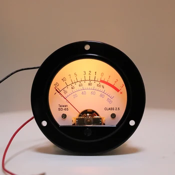 B-108 SD65 Измеритель уровня VU Измеритель типа указателя Ретро Циферблат Круглый Черный Вольтметр Измеритель мощности с желтой подсветкой