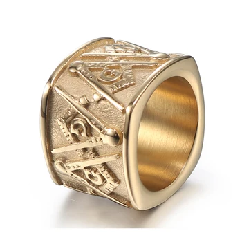 Винтажное кольцо из титановой стали, Мужские Золотые кольца квадратной формы 16 мм, Мужские и женские украшения в стиле ретро, аксессуары, подарок