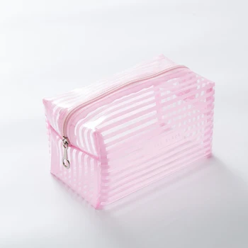 Портативная водонепроницаемая прозрачная косметичка, модный полосатый косметический органайзер на молнии, женская дорожная сумка для туалетных принадлежностей, косметичка