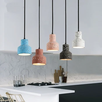 Подвесные светильники из цементного бетона в скандинавском стиле, современная промышленная светодиодная подвесная лампа, столовая, бар, гостиная, светильник для спальни