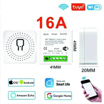 Smart Switch Wifi Mini 16A DIY Light Switchers 2-полосный беспроводной Умный дом с Alexa Google Home