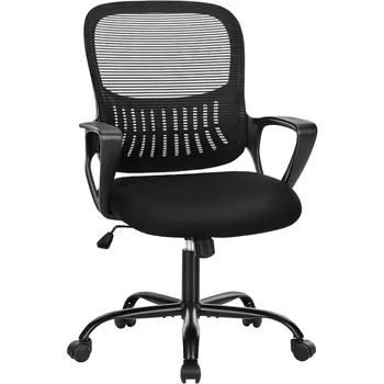 Офисный стул со средней спинкой, компьютерный эргономичный сетчатый стол с большим сиденьем, поворотный стол для руководителя с регулируемой высотой и поясницей